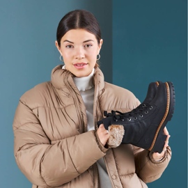 Fekete Rieker 72630-00 női bundás csizma 2