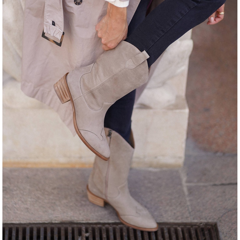 Marco Shoes Természetes bőr bézs csizma 2