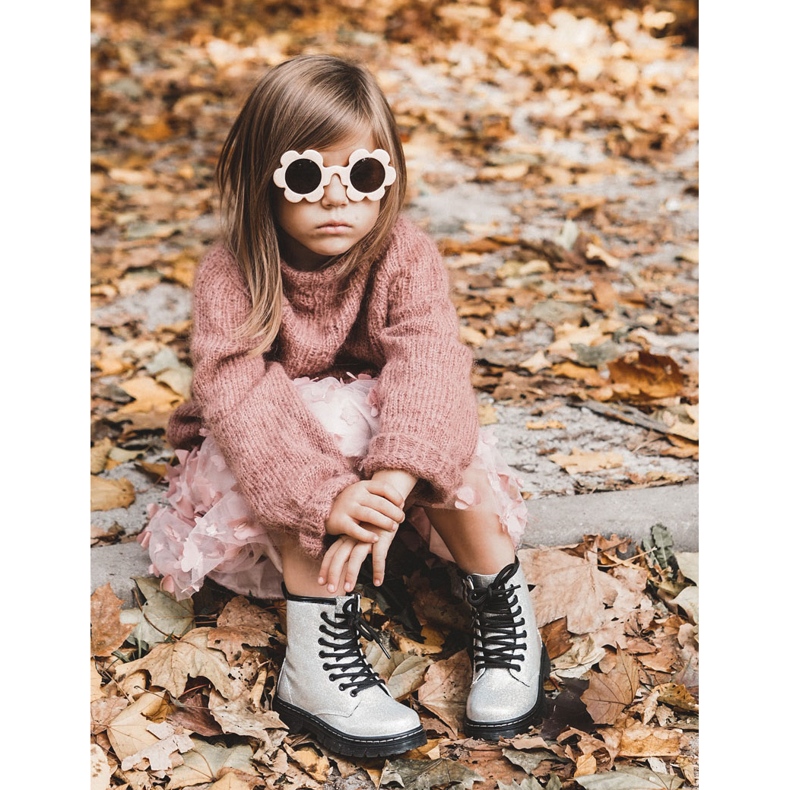 FR1 Gyerek csizma meleg cipzárral lakkozott ezüst goopy 1