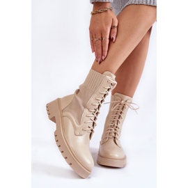 PA1 Bőr zokni Fűzős csizma Világos bézs Riston 1