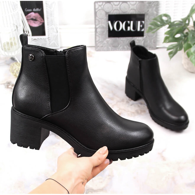 Női csizma Jodhpur csizma az oszlopon hőszigetelt fekete Sergio Leone 1