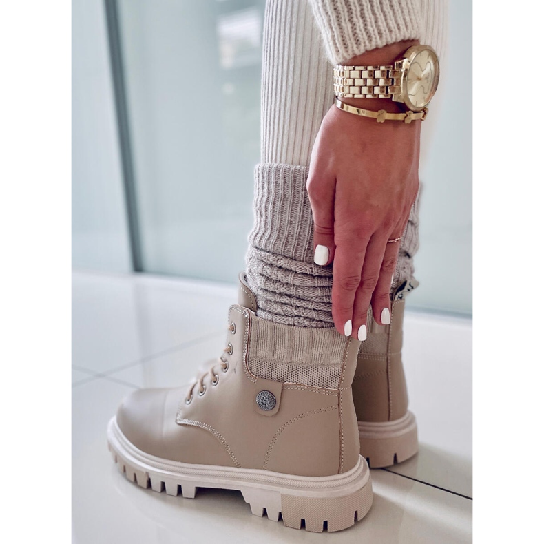 BM Atomic Beige női trappers csizma bézs 1