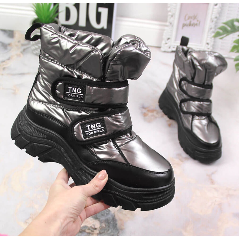 Tépőzáras ón Potocki ifjúsági hócsizma ezüst 1