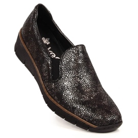 Kényelmes női slip-on cipő gumival Rieker 53766-00 fekete 1