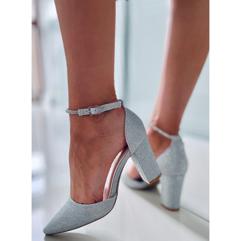 PA1 Formális szivattyúk az Orchid Silver poszton ezüst szürke 2