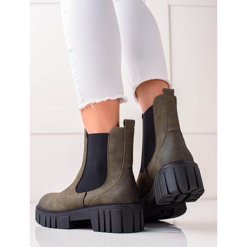 Eco bőrből készült Chelsea csizma Sergio Leone-tól zöld 2