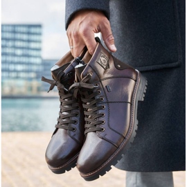 Vízálló téli csizma báránygyapjú szigeteléssel Rieker M RKR553 barna 1