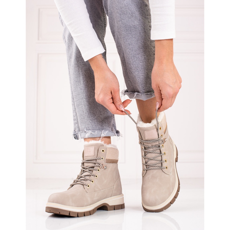 Női bézs csapdázók shelovet bundával 1