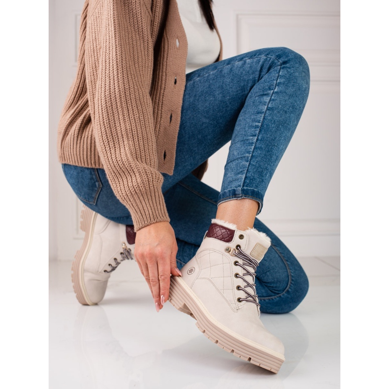 Shelovet szőrmével szigetelt női trapperek bézs 2