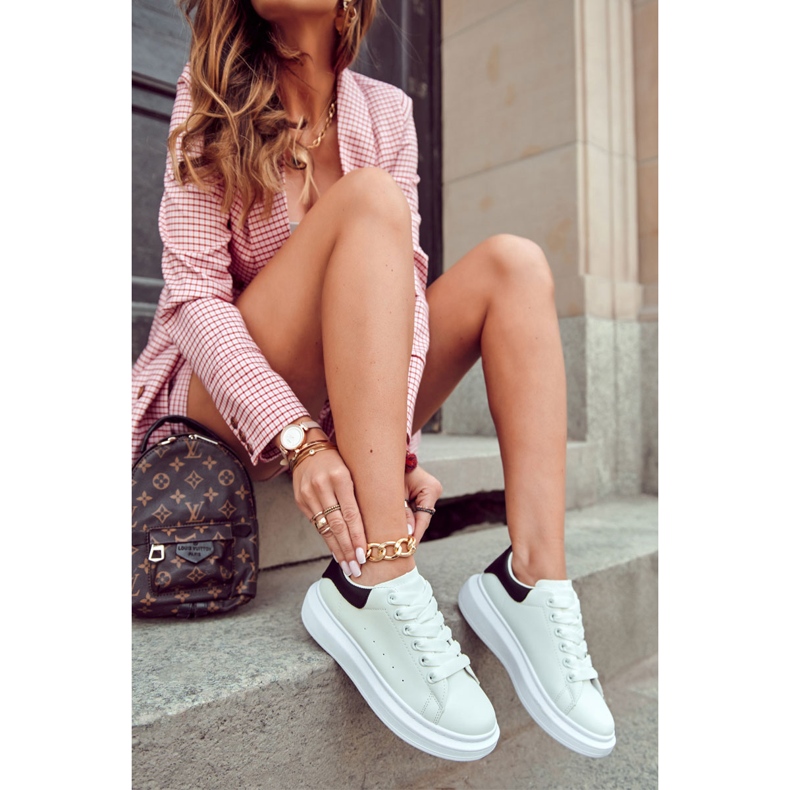 Női Platform sportcipők, fehér és fekete 1