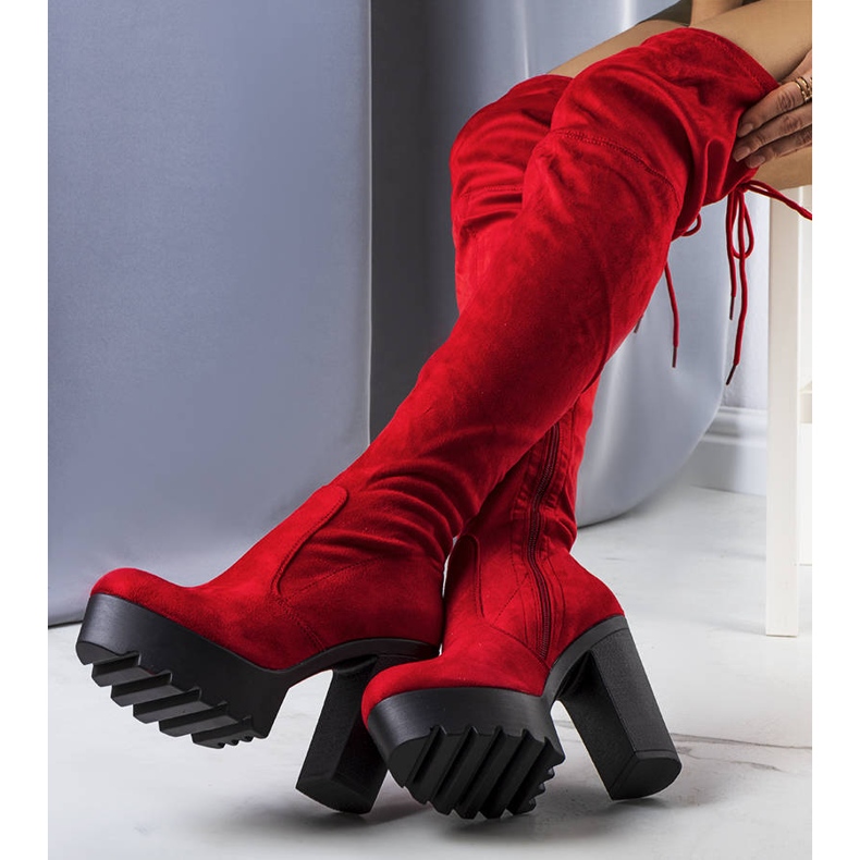 BM Westley piros velúr csizma 1