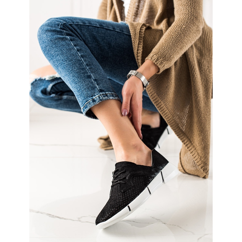 Evento Fekete bőrcipő fűzéssel 1