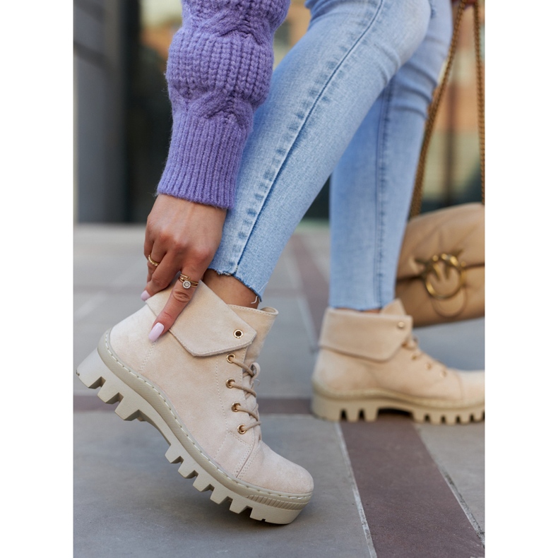 S.Barski Velúr Trapper bokacsizma, világos bézs 3