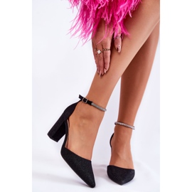 PS1 Fényes pumpák magassarkún strasszokkal, fekete ricinussal 1