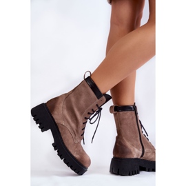 PL5 Klasszikus Velúr meleg csizma Barna Caima bézs 2