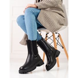 Eco-bőrből készült magas Chelsea csizma fekete 1