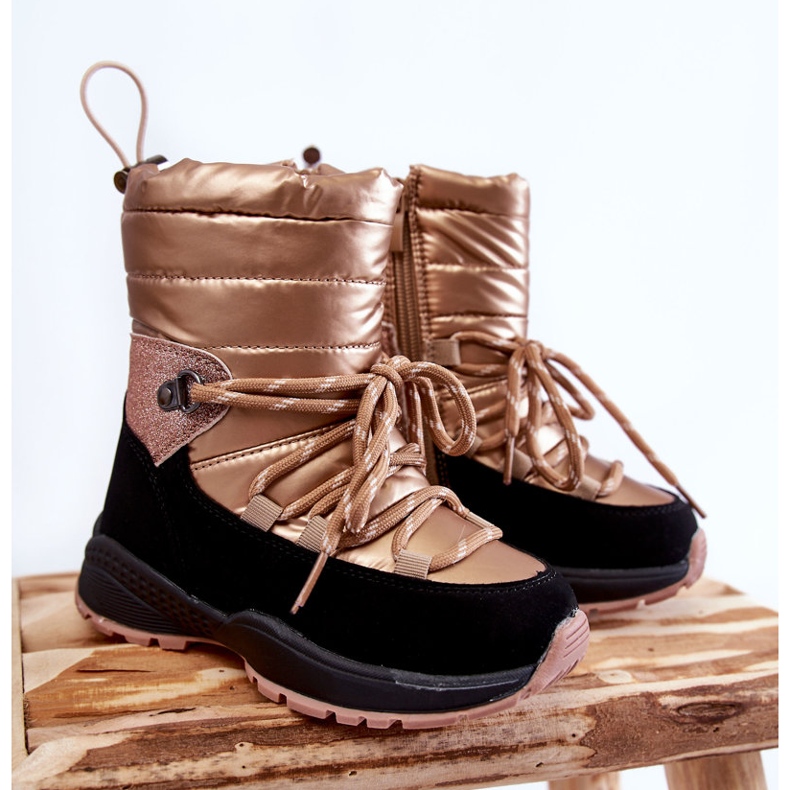 PE1 Gyermek arany Leena meleg hócipő cipzárral aranysárga 1