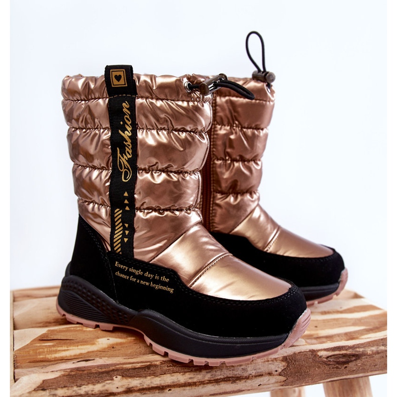 Gyermek gyapjú meleg hócsizma Golden Delhi Slider aranysárga 1