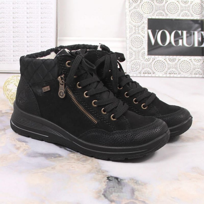 Rieker W RKR567 vízálló bőr szigetelt csizma fekete 2