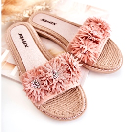 WJ1 Női papucs szövet virágokkal, rózsaszín Susana 2