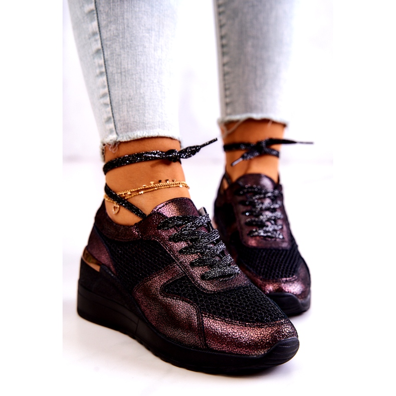 Bőr hálós tornacipő S.Barski Fekete 5