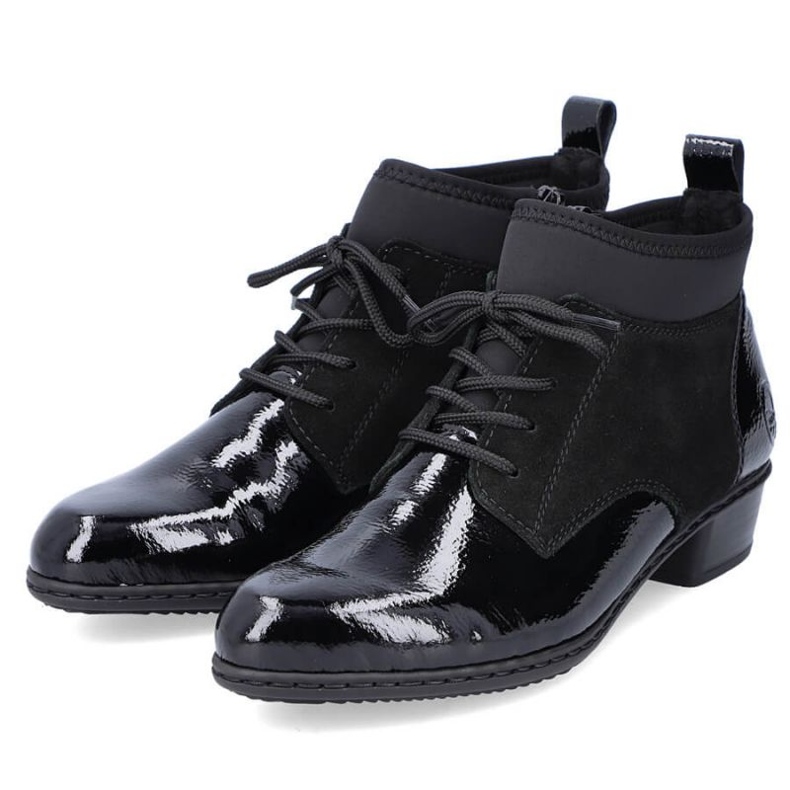 Bőr lakkozott hőszigetelt csizma Rieker W RKR573 fekete 1