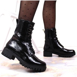 Szigetelt lakkozott bokacsizma Jezzi W JEZ369 fekete 2