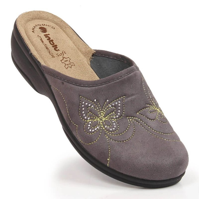 Kényelmes Inblu W ARC21 velúr papucs szürke 1