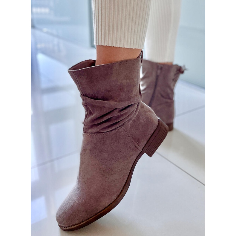 PA1 Theda Khaki lapos velúr csizma bézs 1