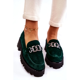 Női velúr cipő dekorációval Laura Messi 2489 Zöld 3