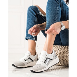 Evento Bőr sportcipők fehér ezüst 1