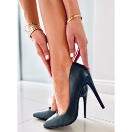 BM Leda Green női magassarkú fekete zöld 2