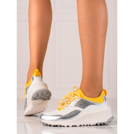 Goodin Stílusos bőr cipők fehér ezüst sárga 2 Goodin Stílusos bőr cipők fehér ezüst sárga 2