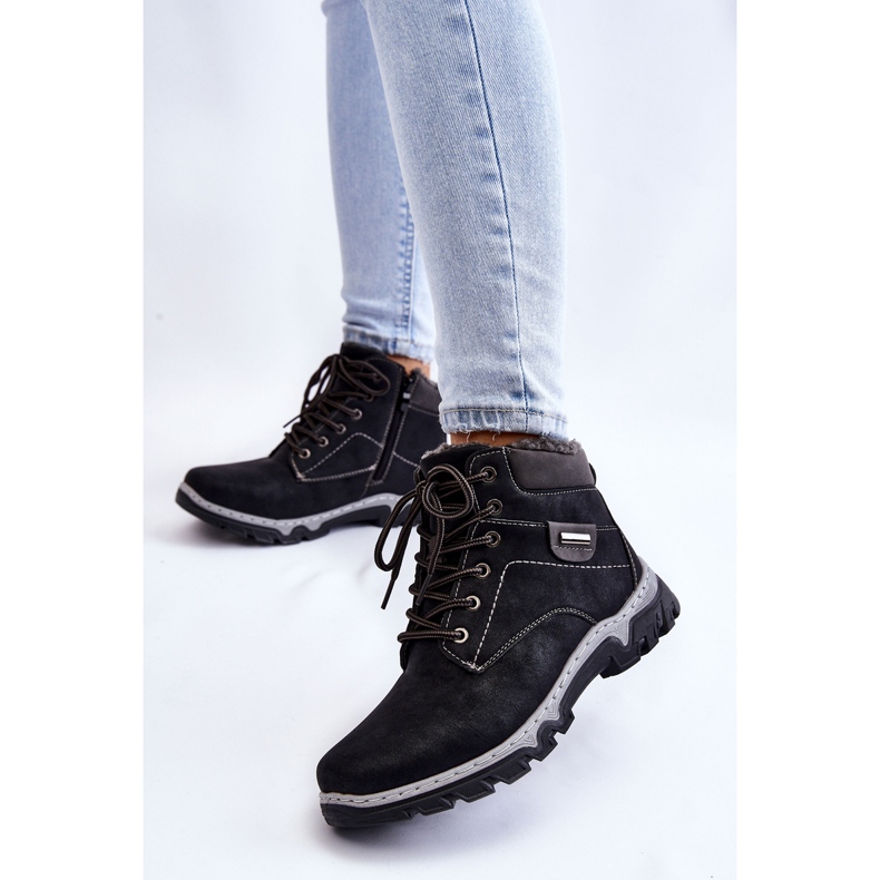 PA1 Női Trapper csizma meleg cipzáras Black Jake fekete 2