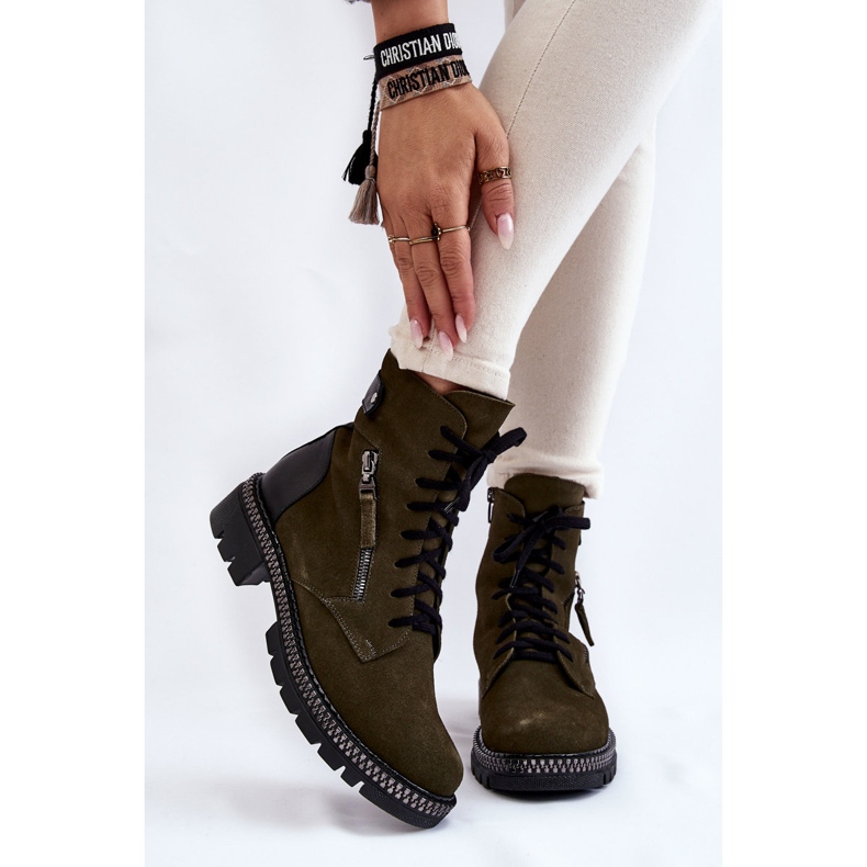 Velúr szigetelt csizma Laura Messi 2508 zöld 1