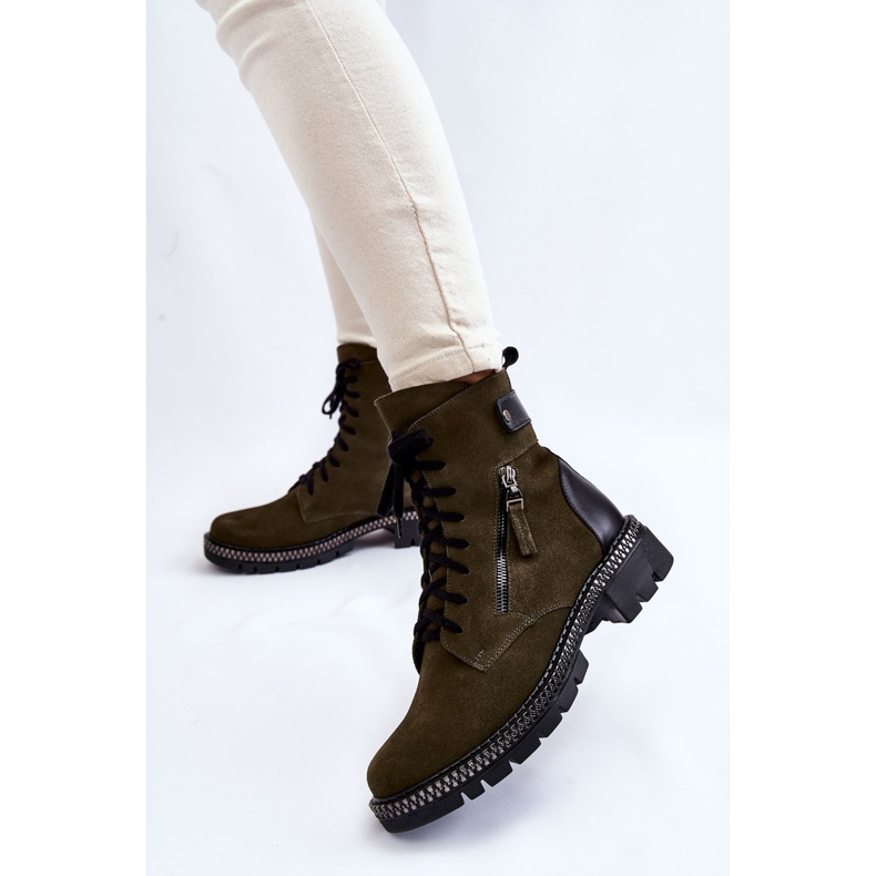 Velúr szigetelt csizma Laura Messi 2508 zöld 2