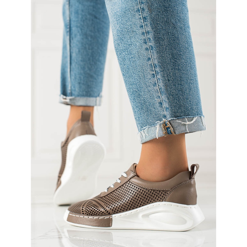 ARTIKER Világos bőr tornacipő barna 1