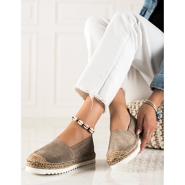 T.Sokolski Bőr espadrillák a platformon barna 2