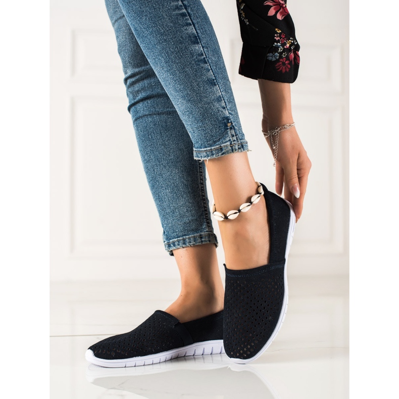 DK Áttört bőr slipons sötétkék 1