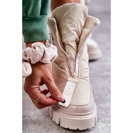 PM1 Női bézs színű meleg hócipő Marit cipzárral 3