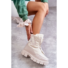 PM1 Női bézs színű meleg hócipő Marit cipzárral 4