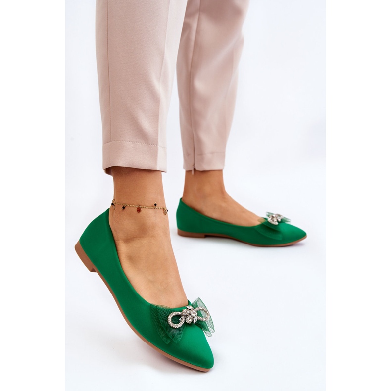 PS1 Női hegyes balerinák dekoratív masnival, zölden világító 2