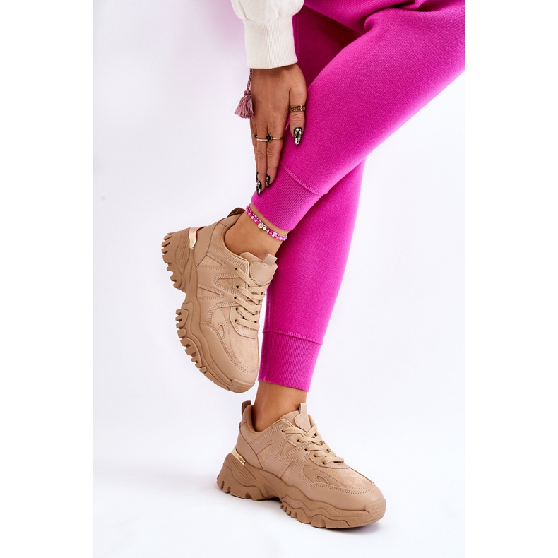 PG1 Klasszikus Sportcipők Sötétbézs Bowie Platformon 2