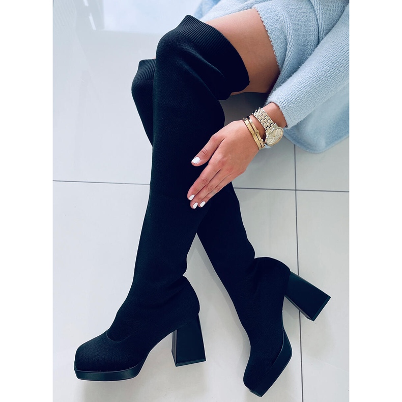 PA1 A márka magas sarkú csizmái Hilary Black fekete 1