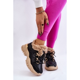 PM1 Hőszigetelt női sportcipők Fűzős fekete bézs Kerberos 1