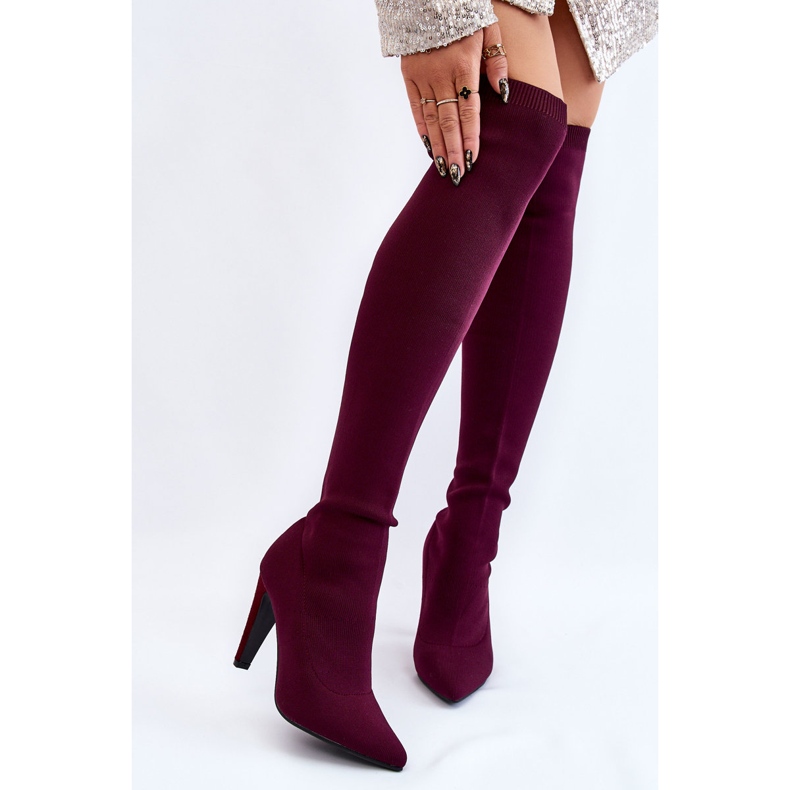 BM Magas sarkú csizma bordó zoknival Renoli piros sokszínű 1