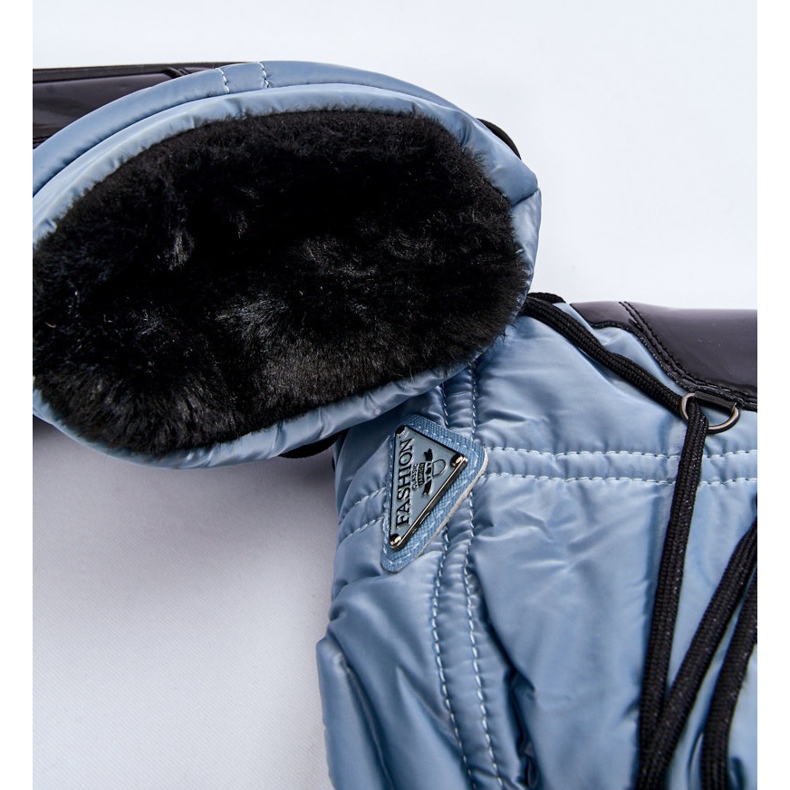 Divatos női fűzős hócsizma, kék cipzár 1