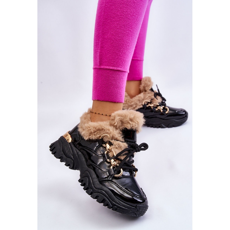 PM1 Hőszigetelt női sportcipők Fűzős fekete Kerberos bézs 2