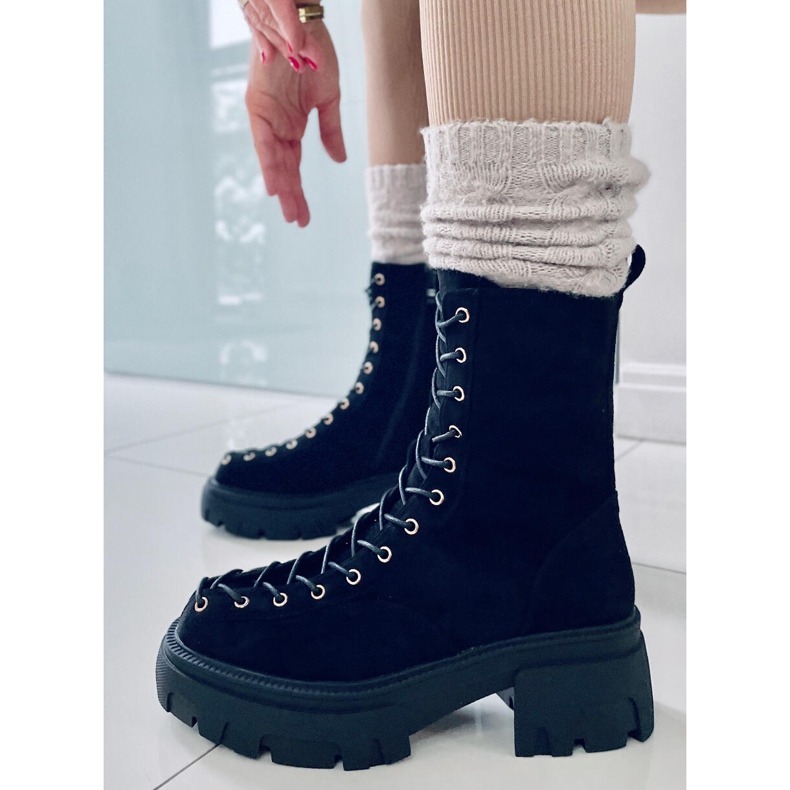 BM Wayne Black női fűzős csizma fekete 1