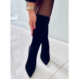 BM Klasszikus velúr magas sarkú csizma Marissa Black fekete 2